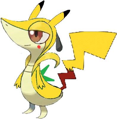Pika-snivy - Snivy Pokemon Black (409x442), Png Download