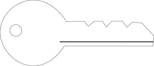 Blank Key Clip Art (600x258), Png Download