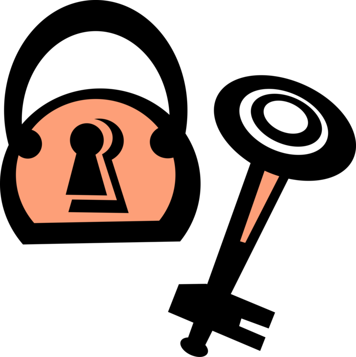 Vector Illustration Of Padlock Lock Mechanical Security (698x700), Png Download