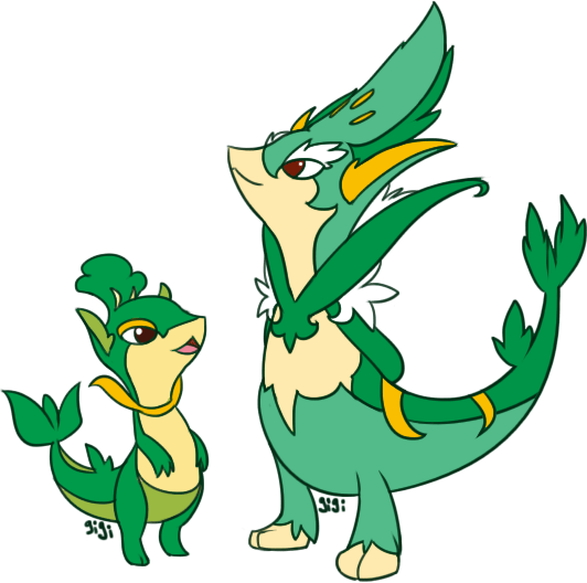 Snivy - Cartoon (532x528), Png Download