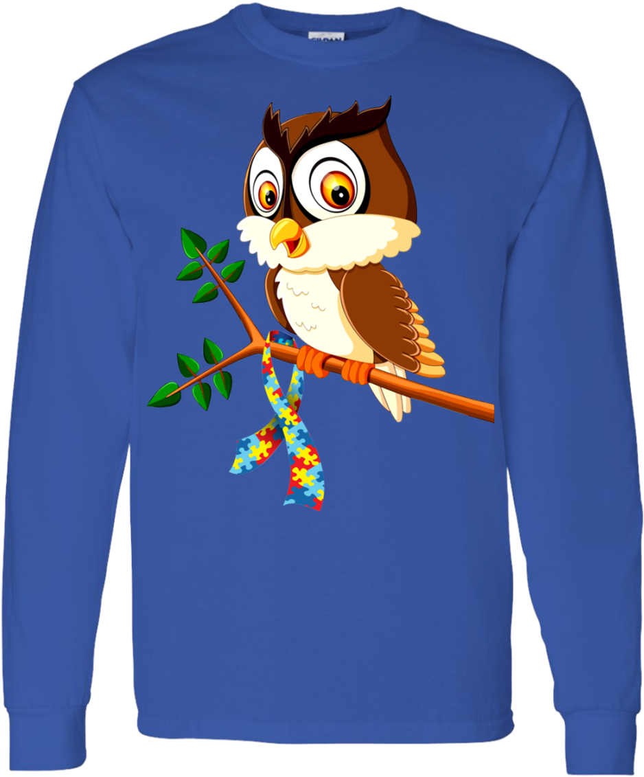 Owl Autism G540 Gildan Ls T Shirt - Hoot Owls Of The Forest Coloring Book (1155x1155), Png Download