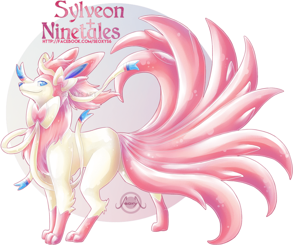 Green What Are You Doing Blue Sittin On Your Arcanine - Ninetales And Sylveon Fusion (973x822), Png Download