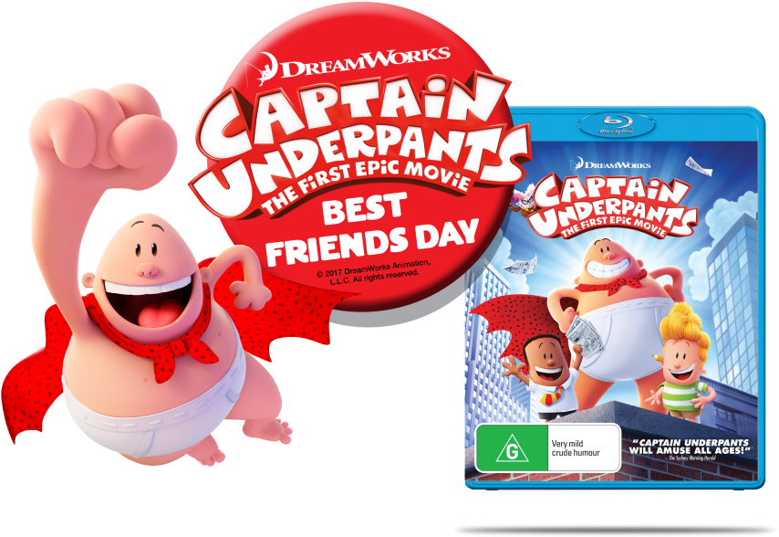 Captain Underpants - The First Epic Movie (dvd) (1024x696), Png Download