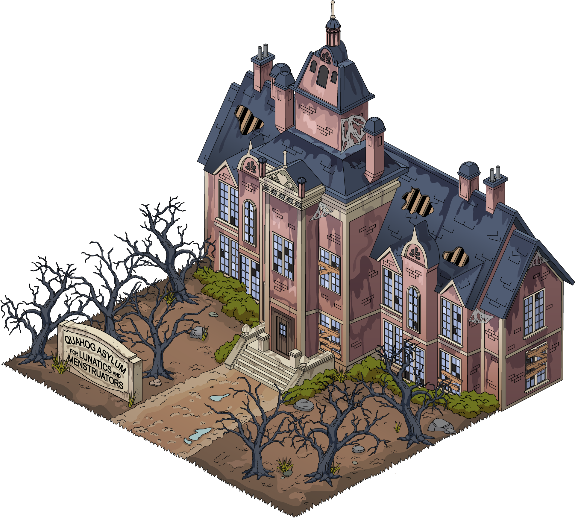 Fg Building Quahogasylum - The Addams Family (1949x1750), Png Download