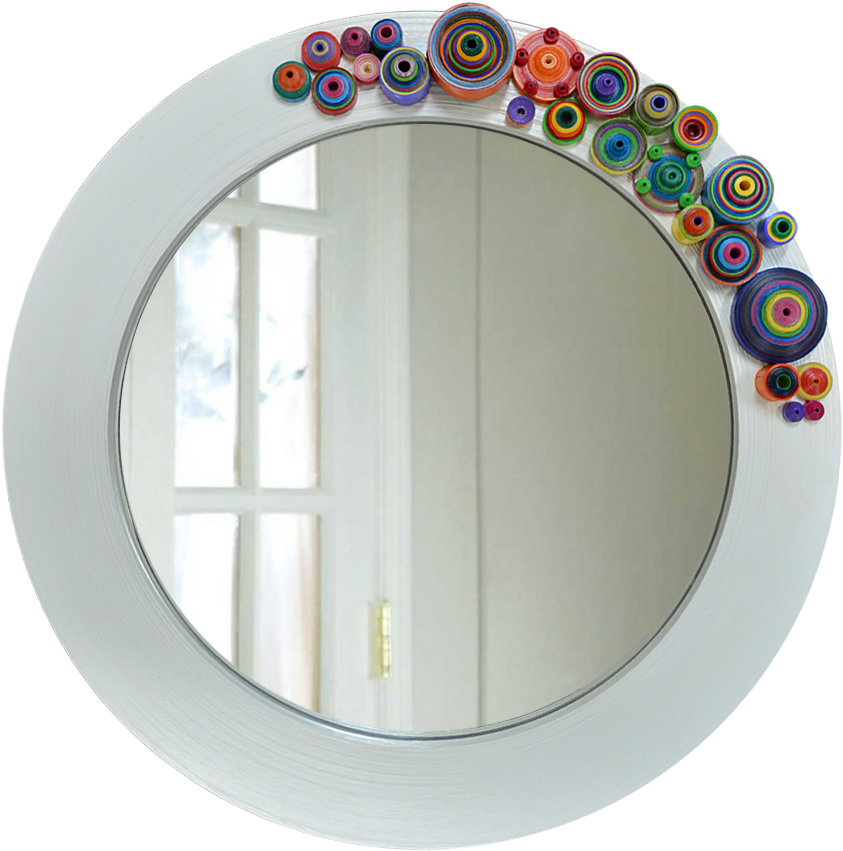 Espejo Blanco Tallado Artesanalmente En Madera, Pintado - Espejos Pintados En Blanco (960x933), Png Download