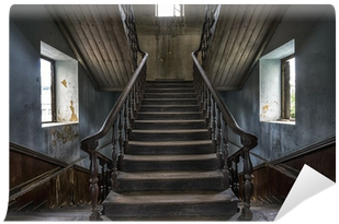 Wooden Staircase In An Abandoned House Wall Mural • - Stairs (400x400), Png Download