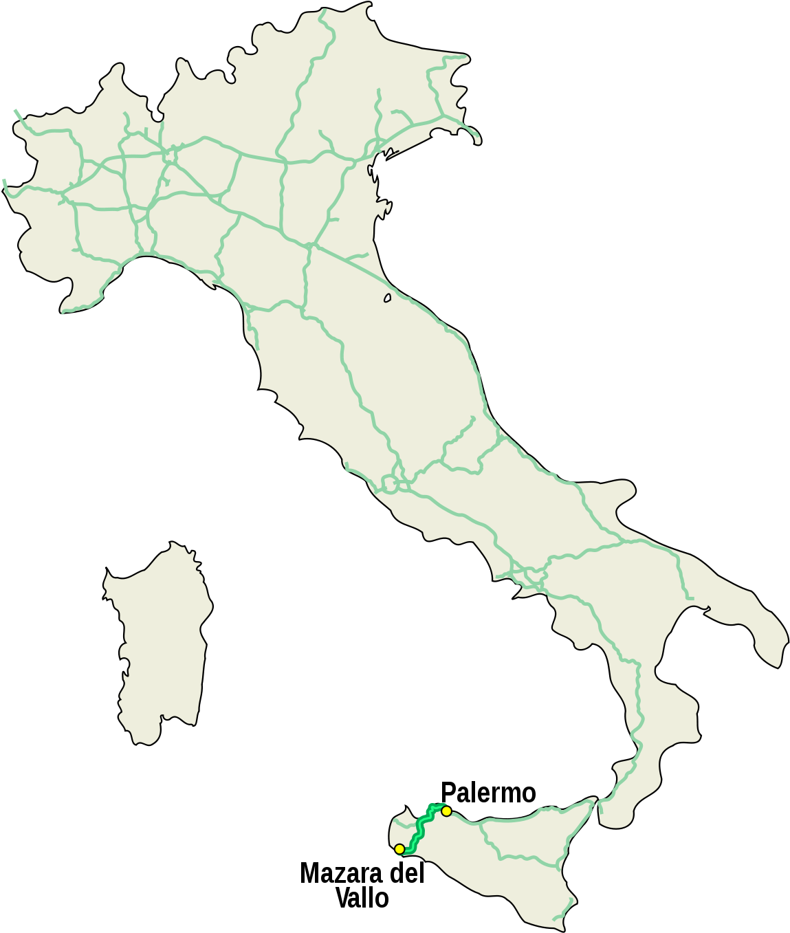 Download Mazara Del Vallo Location On The Italy Map Autostrada A 12 Full Size Png Image Pngkit