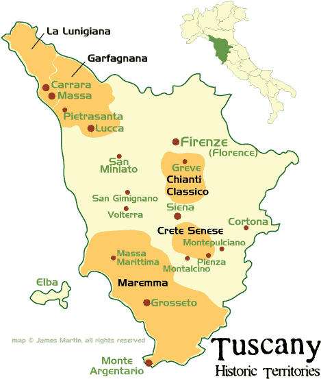 Tuscany Historic Territories Map - Tuscany Map Italy (500x578), Png Download
