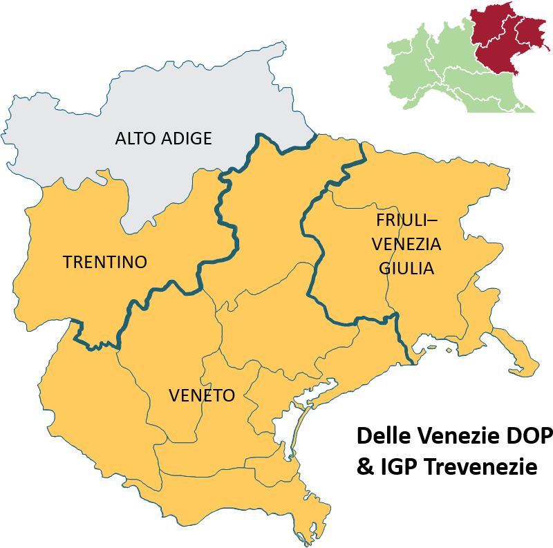 Delle Venezie Doc - Delle Venezie Italy Map (837x792), Png Download