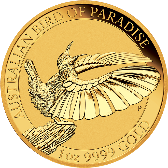 Birds Of Paradise Victoria's Riflebird 1oz Gold Coin - Gold Bird Of Paradise Coin (624x652), Png Download