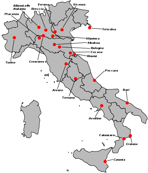 Serie A Teams Map 2017 (513x600), Png Download