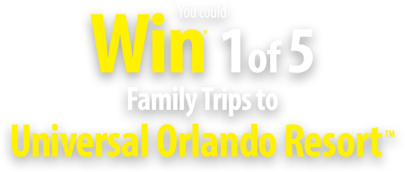 You Could Win 1 Of 5 Family Trips To Universal Orlando - Universal Orlando (586x249), Png Download