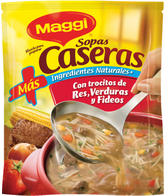 Sopa De Res Con Verduras Y Fideos - Maggi (370x449), Png Download