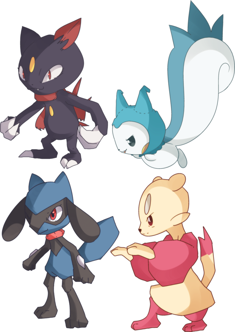 Custom Sneasel Riolu Pachirisu Mienfoo Commissions - Pachirisu And Garchomp (753x1061), Png Download