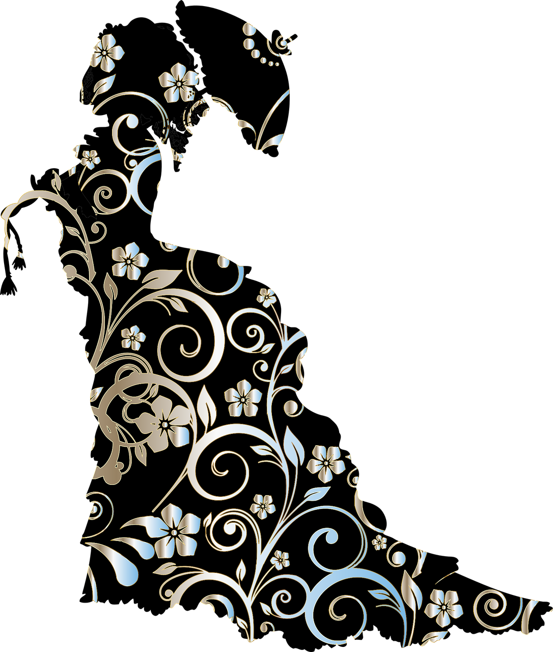 Victorian Silhouette Clip Art (1086x1280), Png Download