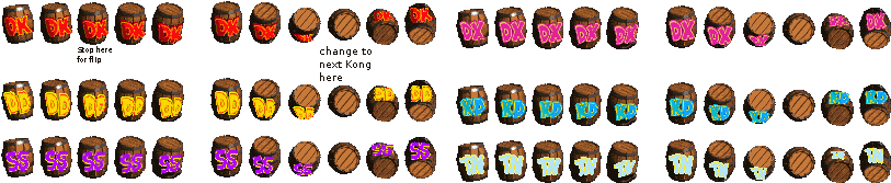 I Decided To Do Sassy And Tiny For Fun While I Was - Donkey Kong Country Barrel Sprite (821x204), Png Download