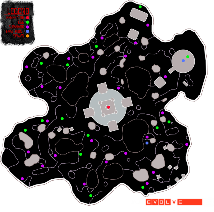 Wraith Trap Map Gamepedia - Evolve Wraith Trap Map (700x694), Png Download