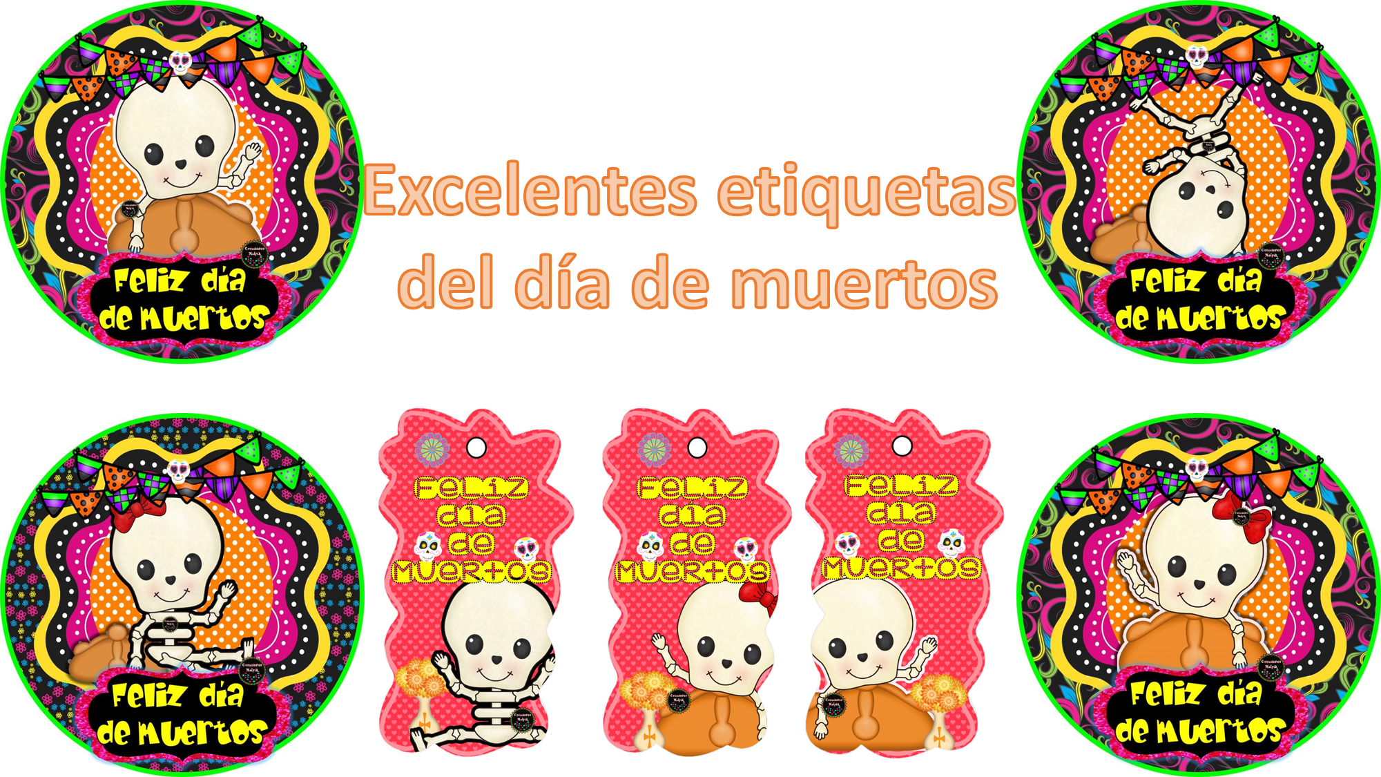 Agradecemos A Creaciones Malpik Por Dejarnos Compartir - Etiquetas Dia De Muertos (2000x1125), Png Download