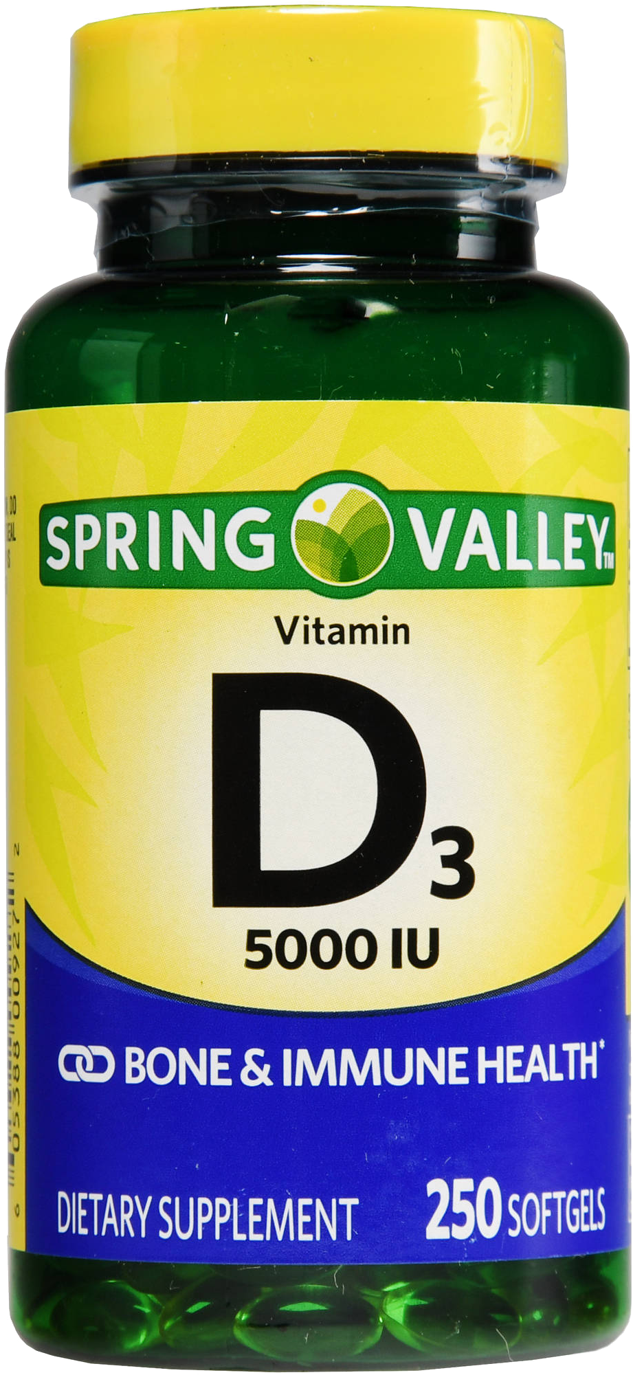 Spring Valley Vitamin D3 Softgels, 125 Mcg , 100 Ct - Spring Valley Vitamin D3 5,000 Iu Supplement Softgels (2000x2000), Png Download