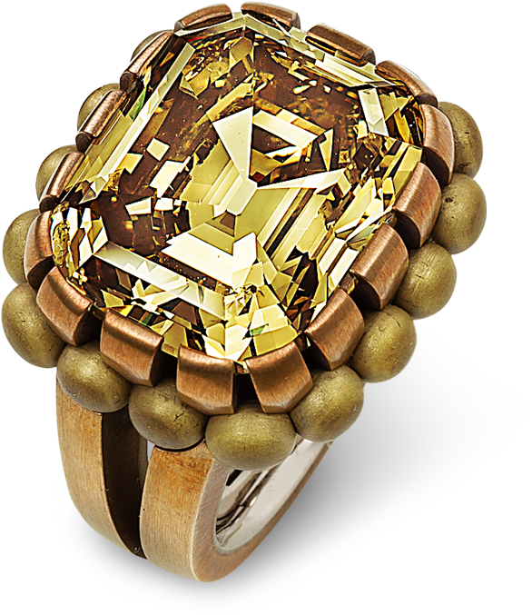 Hemmerle Ring, Fancy Diamond Set In Bronze And White - Hemmerle Jewelry (800x800), Png Download