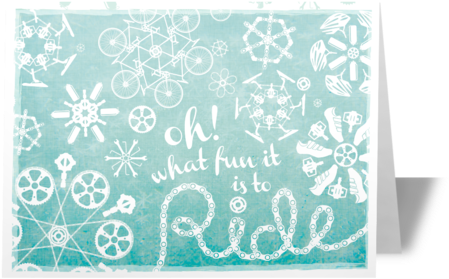 Cycling Snowflake Holiday Card - Cycling (480x384), Png Download