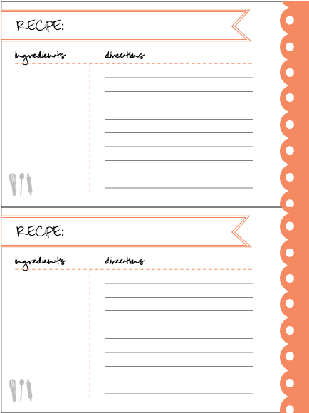 Recipe Card Coral - Recipe (612x792), Png Download