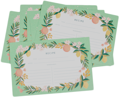 Recipe-card - Rifle Paper Co. Citrus Floral 4" X 6" Recipe Cards (400x347), Png Download