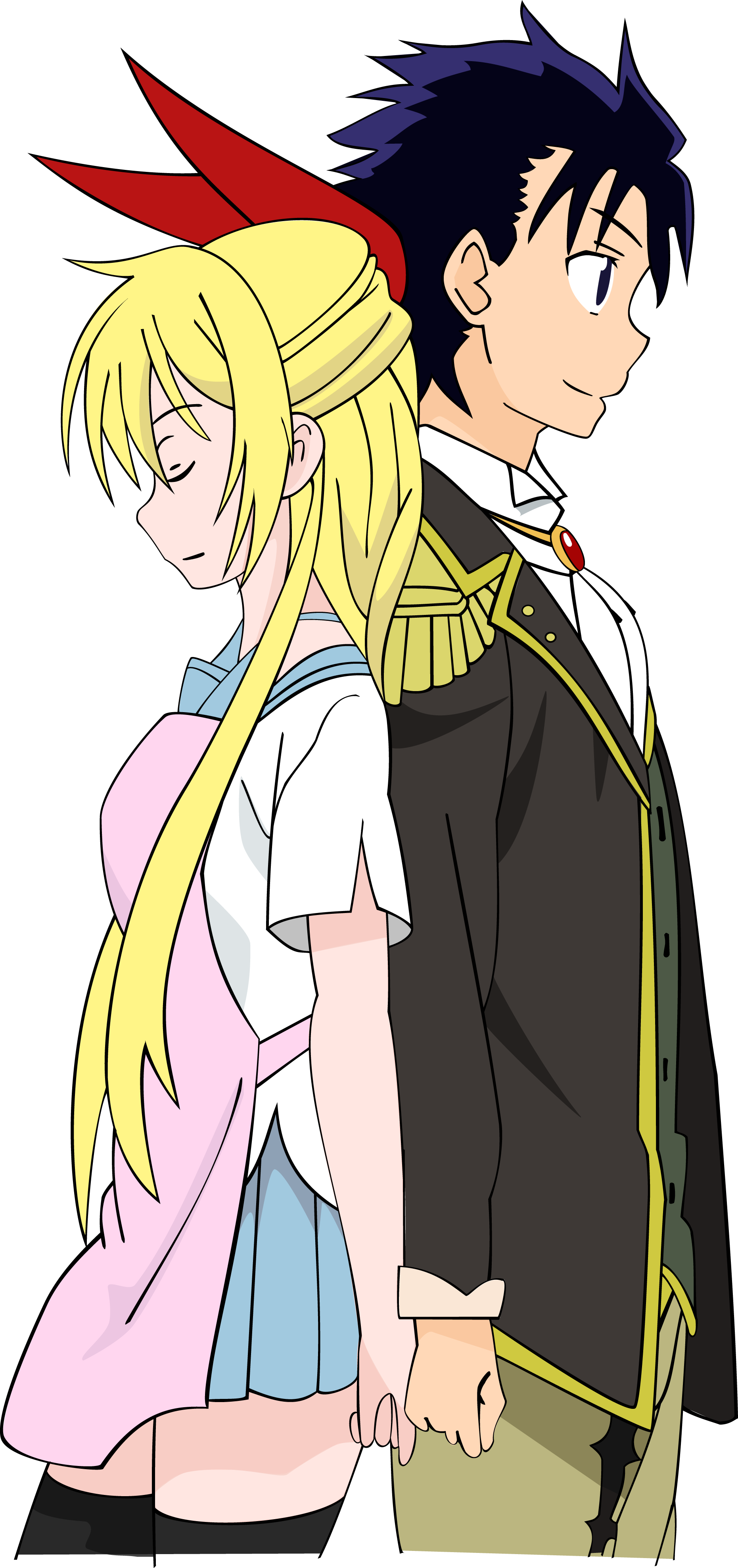 Transparent Png - Raku And Chitoge Png (1861x3950), Png Download