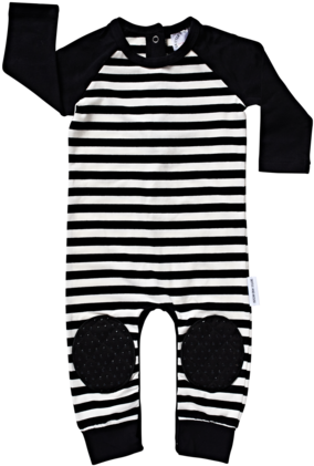 Black Stripe Crawlsuit - Romper Suit (447x600), Png Download