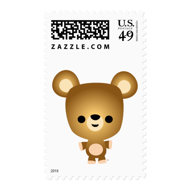 Cute Cartoon Bear Cub Postage Stamp - Stamp (650x650), Png Download