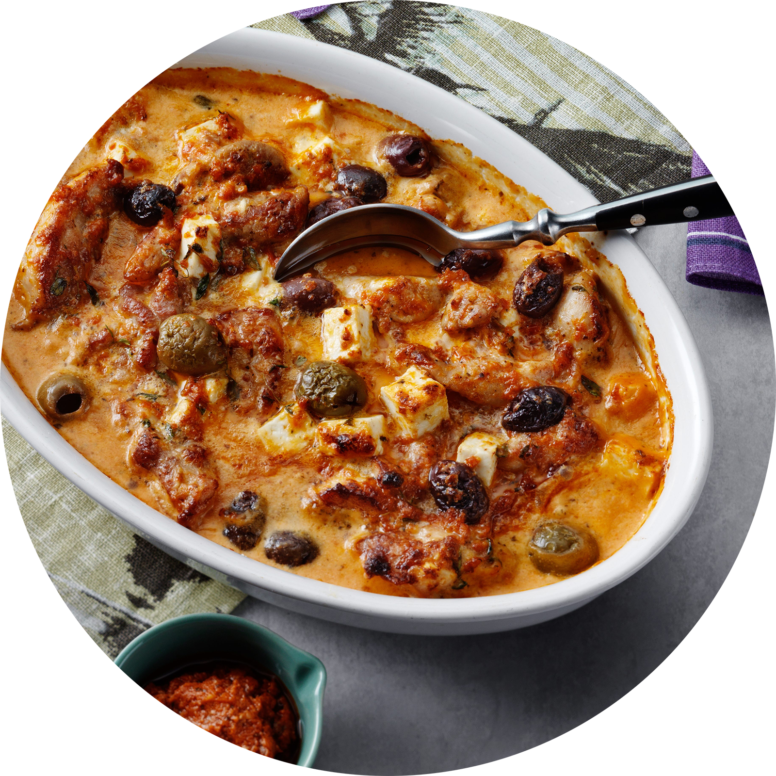 Keto Pesto Chicken Casserole With Feta Cheese (1600x1600), Png Download