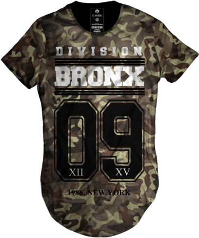 Camiseta Long Line Oversized Bronx Camuflada Gamer - Camouflage Pattern (480x510), Png Download