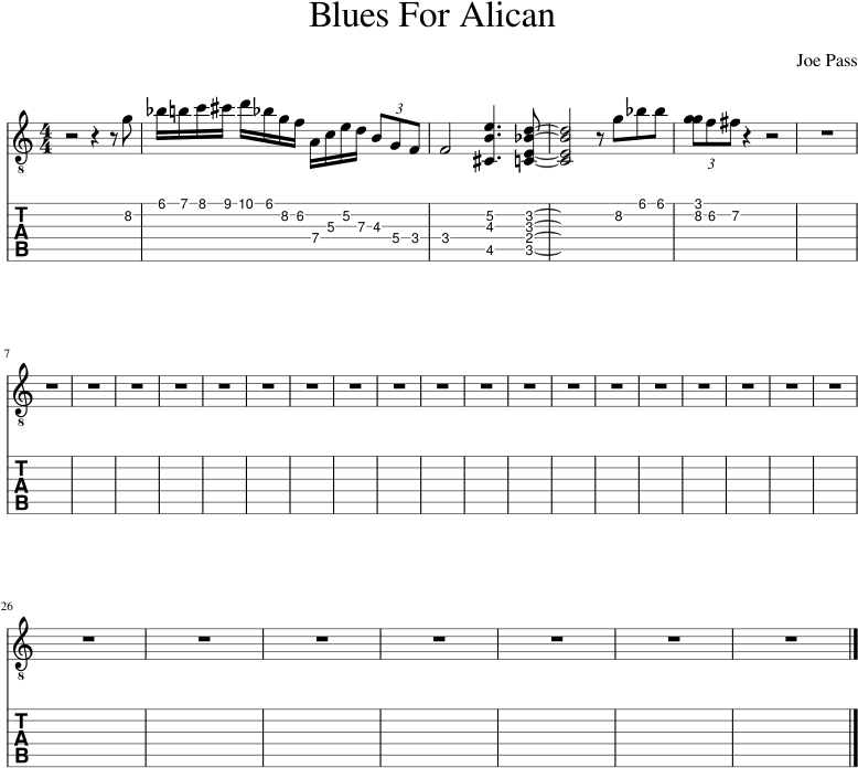 Blues For Alican Eg2 - Sheet Music (850x1100), Png Download