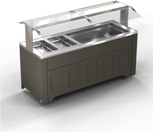 Dual Temp, Two Hot Wells, Three Well Cold Pan, Nsf4&7, - Stainless Steel Salad Bar (600x600), Png Download