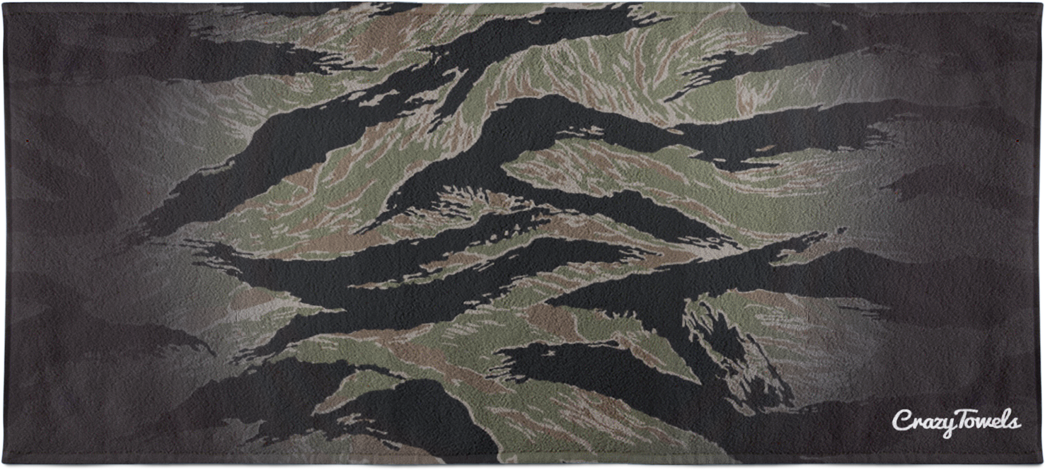 Tiger Stripe Cammo Beach Towel - Vietnamese Tiger Camo Print (1621x781), Png Download