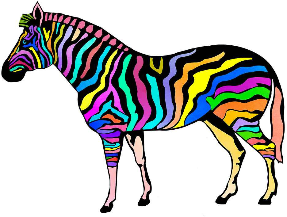 Tiger Print Clipart Striped - Colouring Pictures Of A Zebra (956x720), Png Download