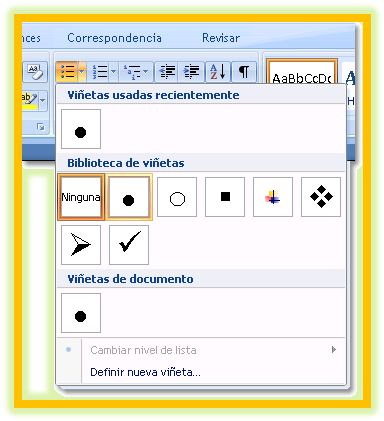 Utilizar Las Cómodas Bibliotecas De Numeración Y Viñetas - Word 2007 (391x428), Png Download