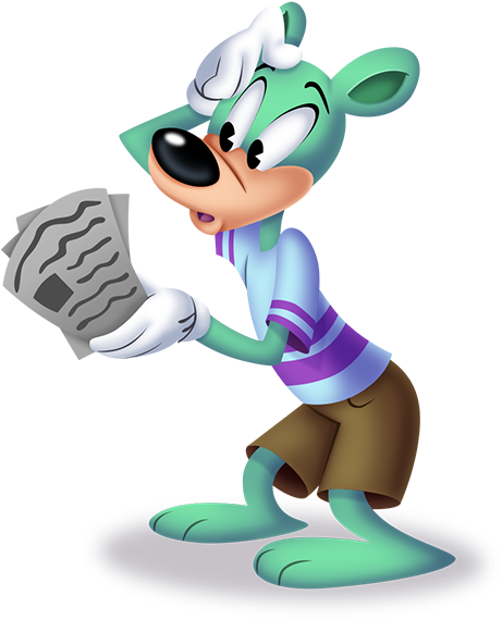 A Bear Toon Scratches His Head While Reading The Toontown - Toontown Character Png (500x591), Png Download