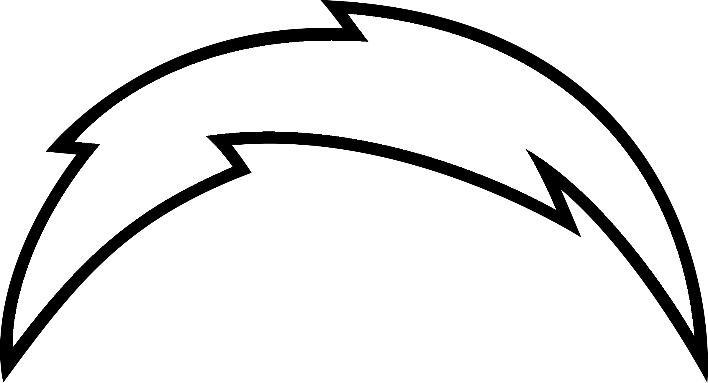 San Diego Chargers Logo Black And White - San Diego Chargers Black And White (2400x1300), Png Download
