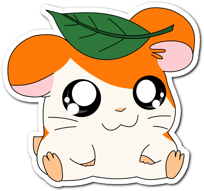 Hamtaro Hamster Kawaii Cute Anime Orange White Green - Hamtaro Cute (1024x945), Png Download