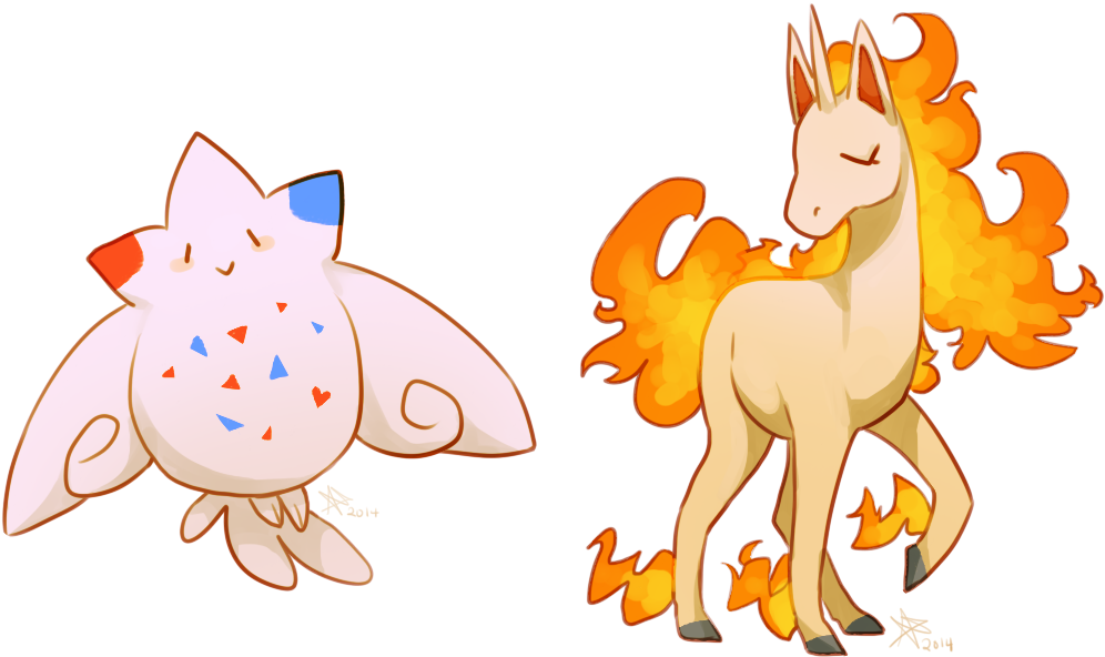 Togekiss And Rapidash - Cartoon (1051x714), Png Download