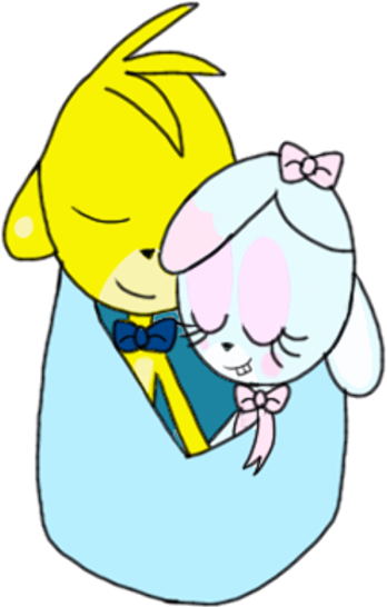Sleeping Together Golden Freddy X Toy Bon Bon - Work Of Art (404x650), Png Download