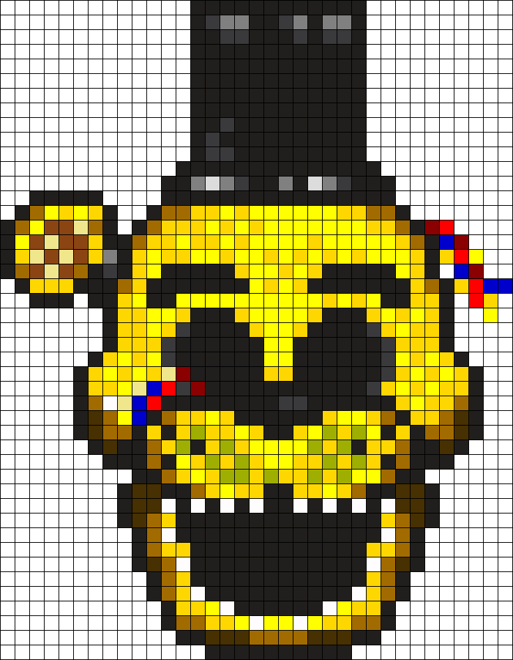 Fnaf Golden Freddy Perler Bead Pattern / Bead Sprite - Fnaf Pixel Art Golden Freddy (736x946), Png Download