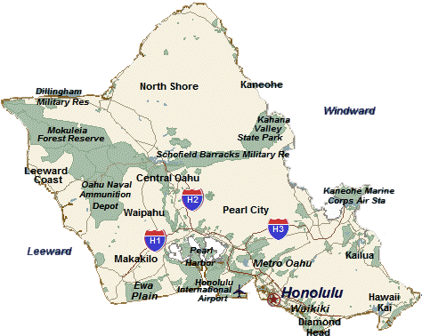 Oahu Real Estate, Oahu Hawaii, Hawaii Real Estate, - Oahu Map Mililani (500x420), Png Download