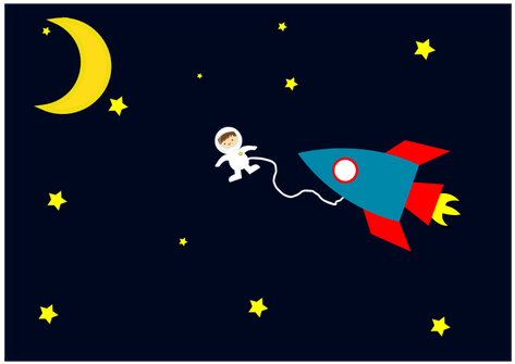 Free Public Domain Vectors On Walk - Astronaut In Space Rocket (500x500), Png Download