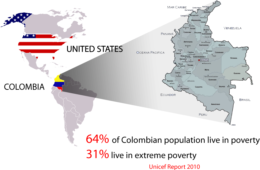 To The Left Is A Map Of Colombia - World Map (912x592), Png Download