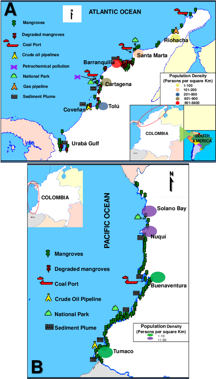 Map Of Colombian Coasts Showing Strategic Locations - Map (850x1291), Png Download