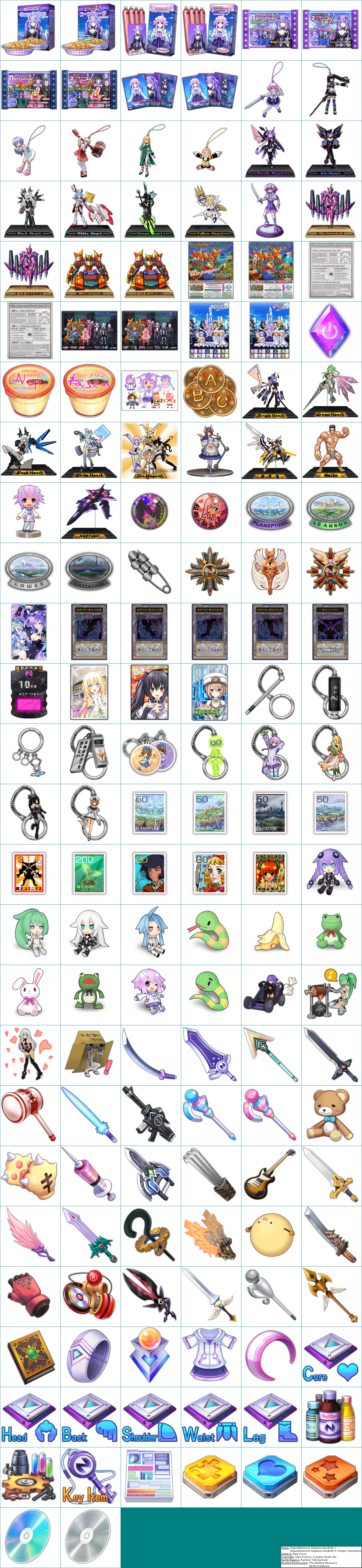 Click For Full Sized Image Item Icons - Hyperdimension Neptunia Item Icons (1447x6267), Png Download