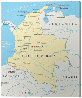 Colombia Map Canvas Print • Pixers® • We Live To Change - Art Print: Furian's Colombia Political Map, 61x46in. (400x400), Png Download