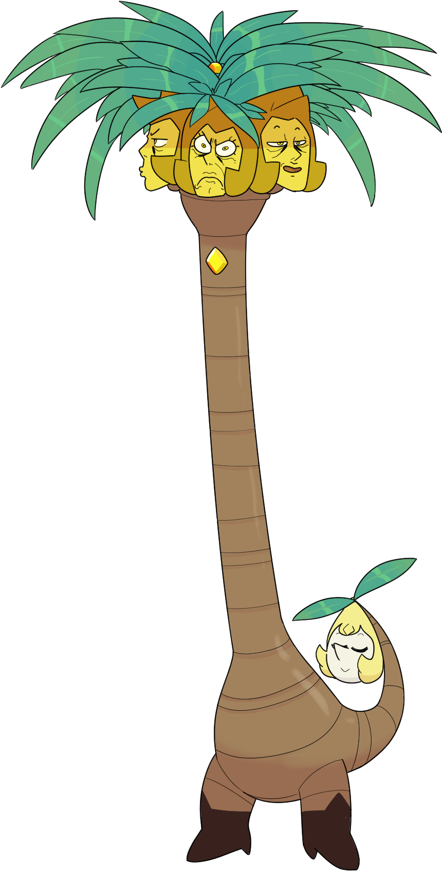 Mammal Vertebrate Cartoon Fauna Tree Plant - Alola Exeggutor Yellow Diamond (900x1800), Png Download